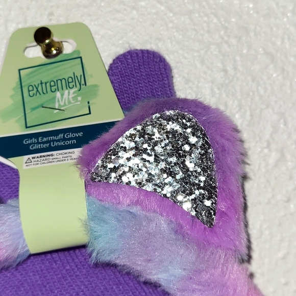 Girls 2-PC Matching Earmuffs & Gloves Glitter Multi-Color Unicorn  NWT - Picture 5 of 7